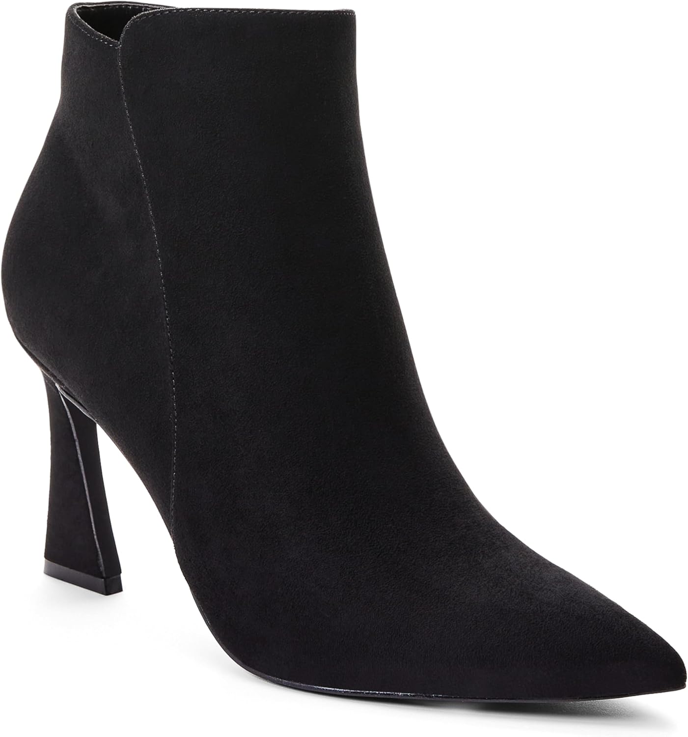 JustFab Womens Chunky Heel Black Fall Boots Ankle Booties Pointed Toe Short Boots - Yesenia (Size 11, Black)