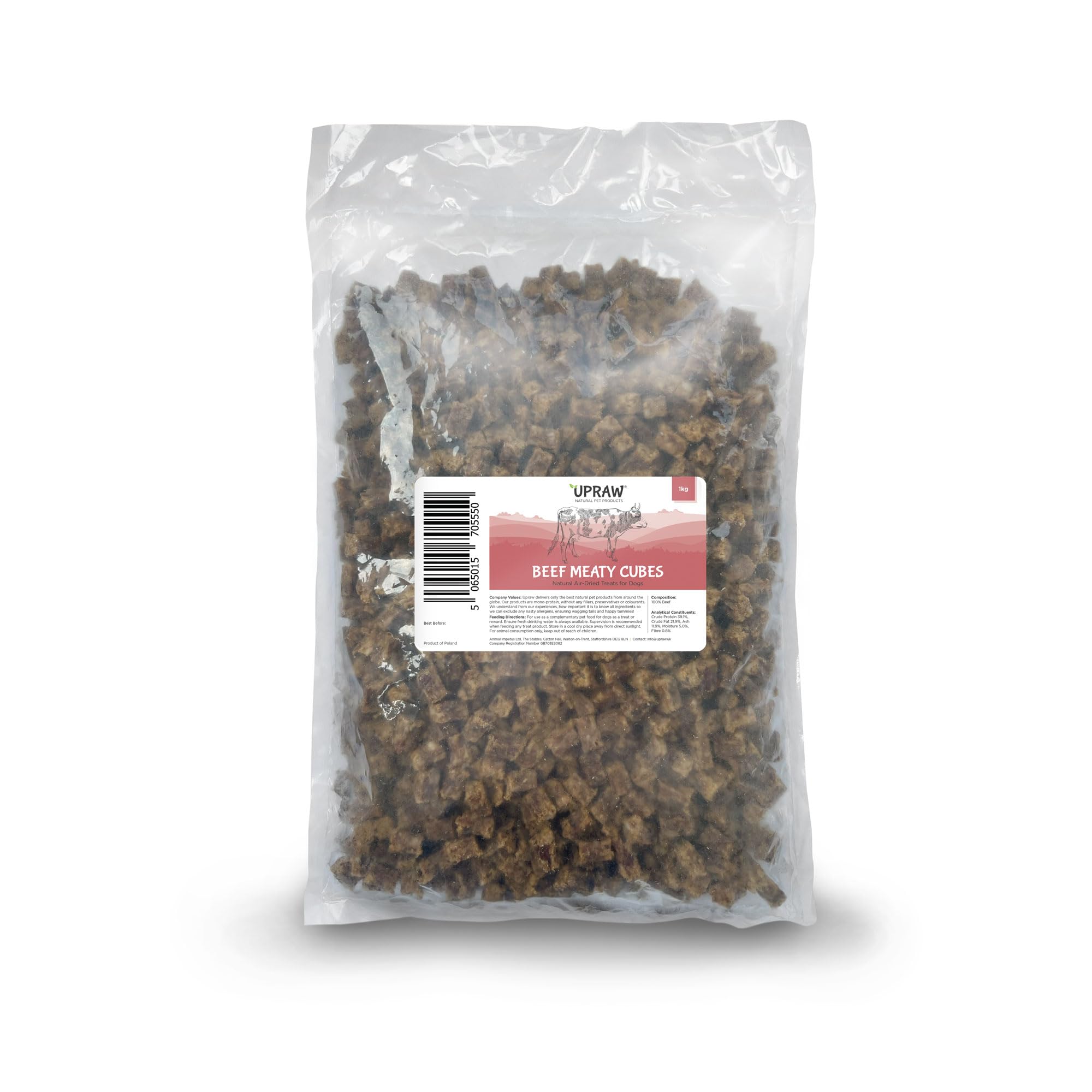 UPRAW Natural Dog Training Treats in bulk, 1kg 100% Pure Meat Training Cubes, Natural Hypoallergenic, Grain Free