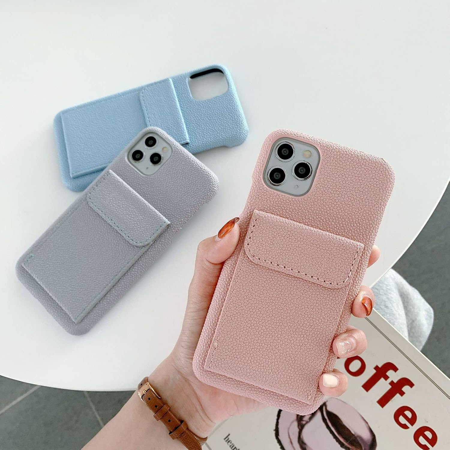 Wallet Leather Case for iPhone 11 12 Pro Max XS Max 7 8 Plus Phone Case with Card Holder Anti-Fall Shockproof Premium PU Leather Protective Case,Black,12 Pro Max