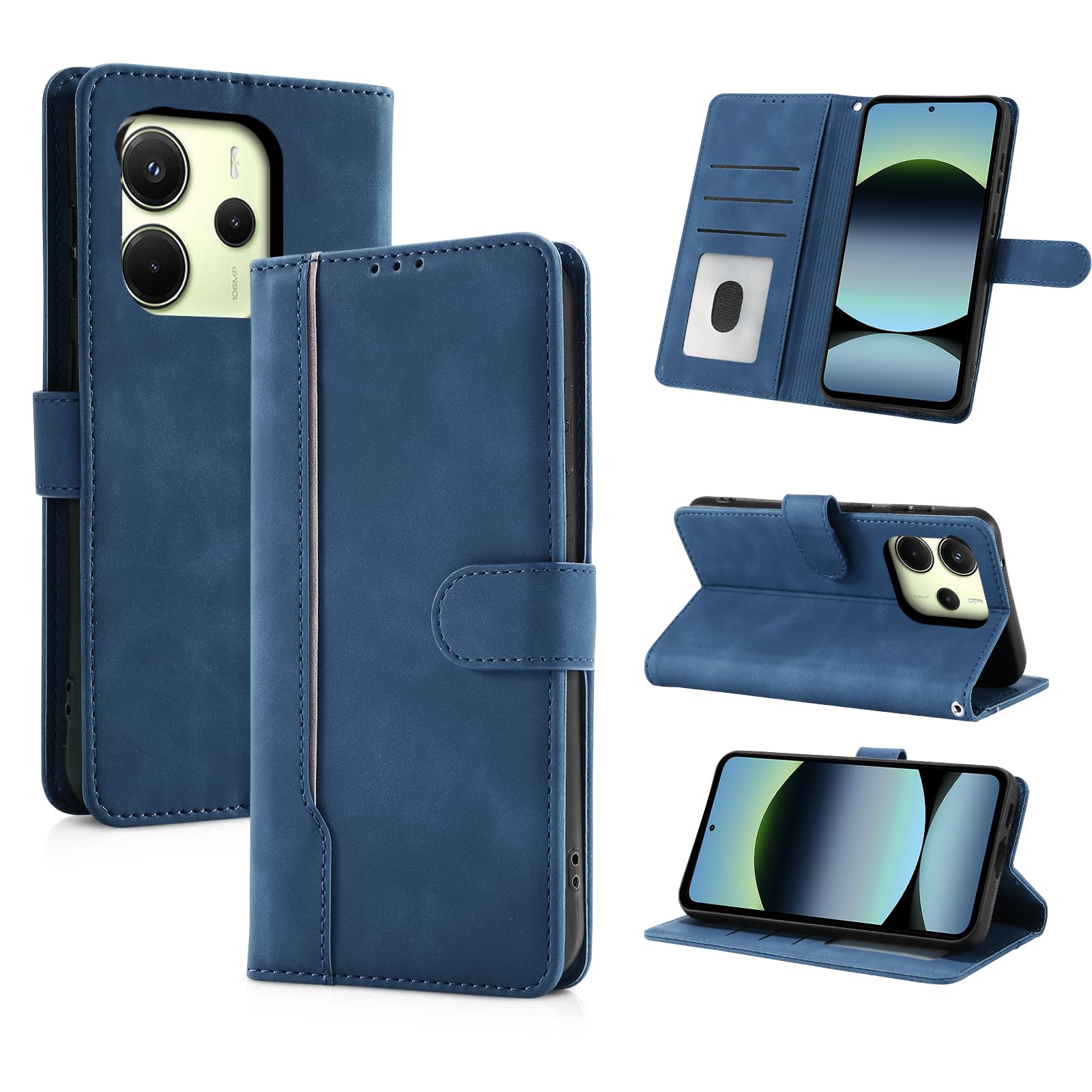 Succtopy Cover per Xiaomi Redmi Note 14 5G Flip Caso in PU Pelle Premium Portafoglio Custodia Xiaomi Redmi Note 14 5G [Protezione Completa] [Slot Scheda] [Kickstand] Case Redmi Note 14 5G Grigio