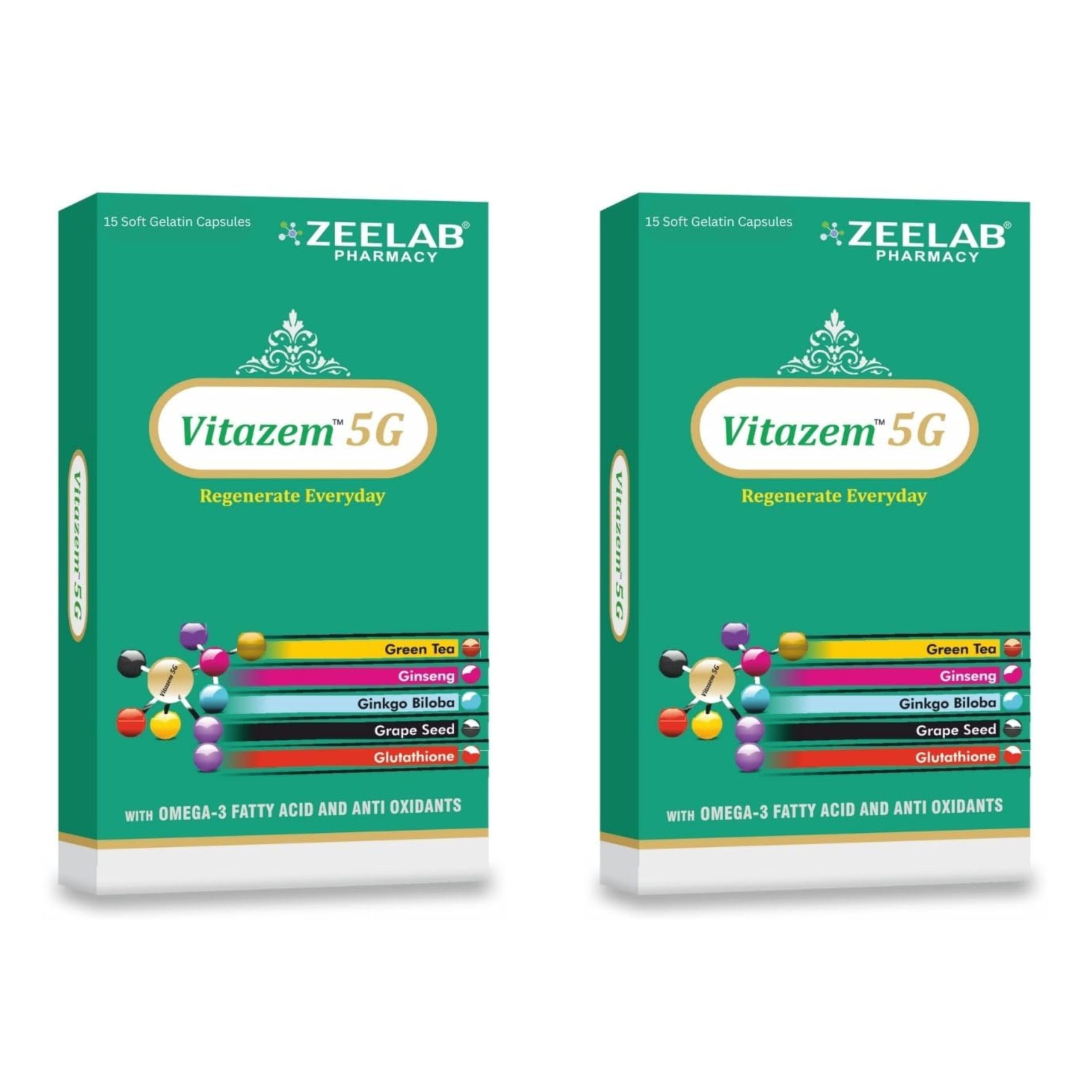 Zeelab Vitazem-5g with Omega-3 Fatty Acid and Antioxidants | Multivitamin Supplement (2 X 15 Soft Gelatin Capsules) (B0BVJ5N7XM) Amazon Price History, Amazon Price Tracker