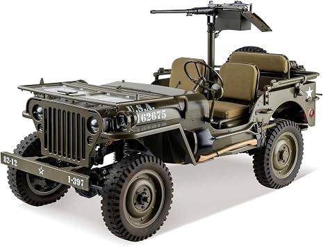 RocHobby 1/6 1941 MB Scaler RC Car, 4x4 Hobby Grade RC Car Mini RC Rock Crawler Military, RC Truck with 550 Brushed Motor, LED Lights for Adults, RS