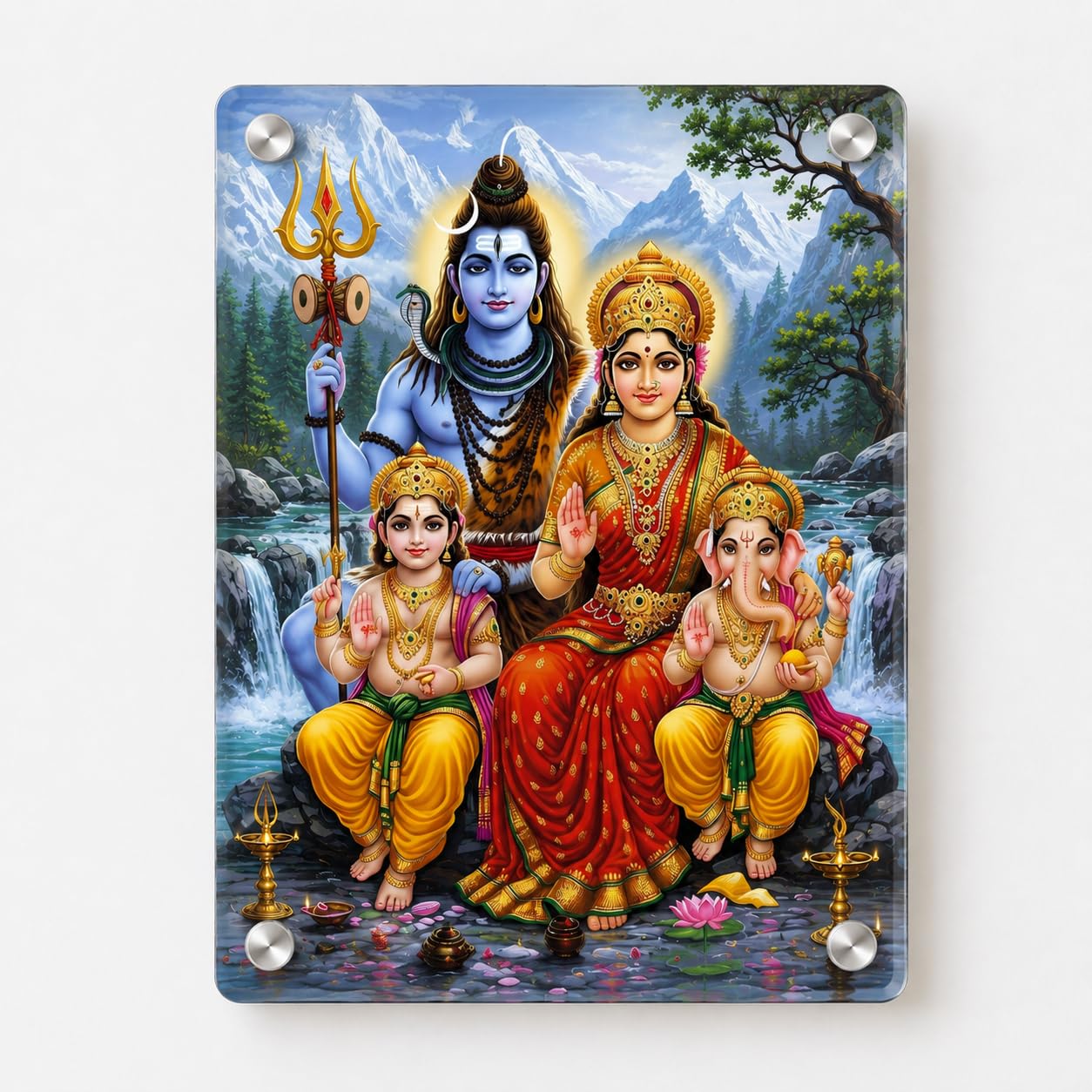 Shiv Parivar Premium Acrylic Frame | Shiv Family 2-in-1 Fridge Magnet & Table Top Stand | HD Spiritual Decorative Photo for Home, Temple & Office Décor (3x4 Inch)-image-42