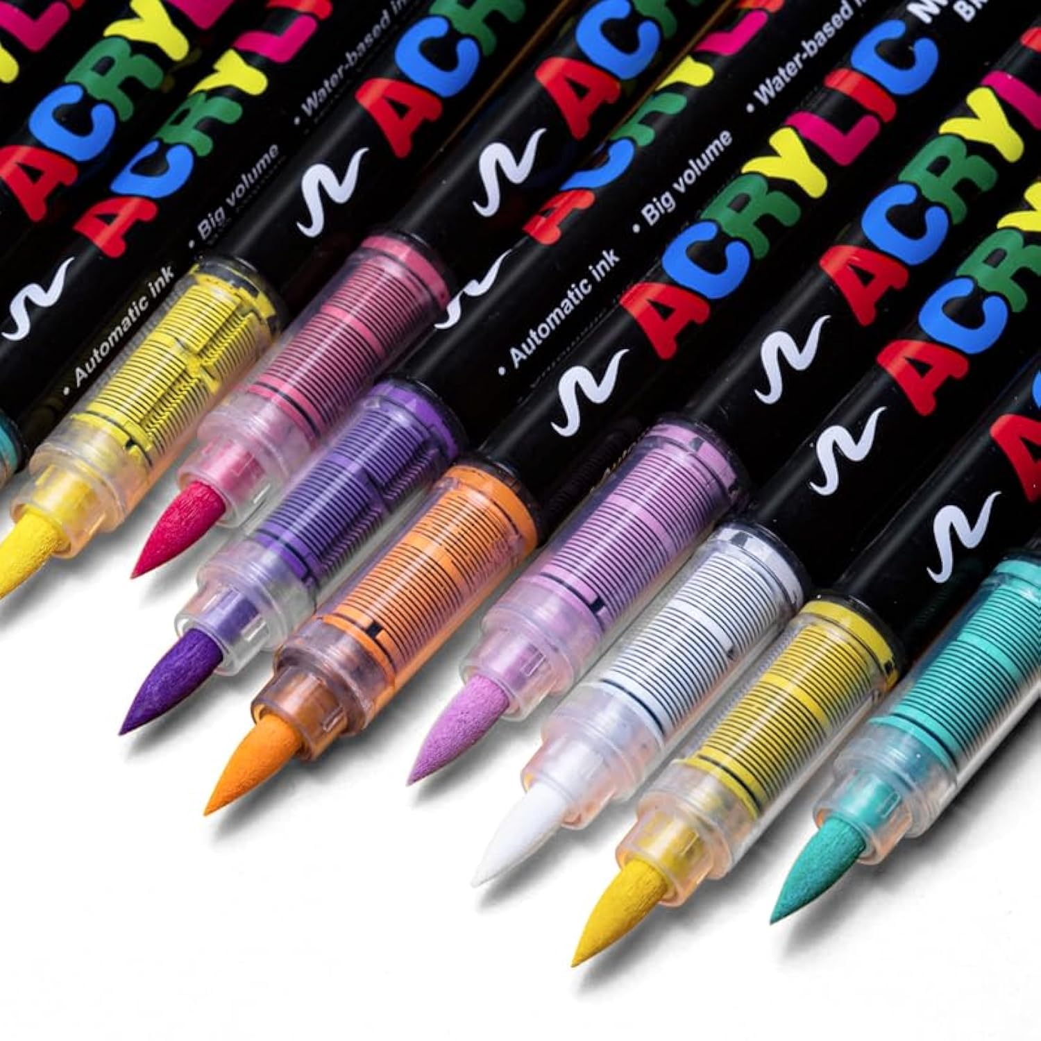Amazon.com: Guangna 12 Colors Direct Liquid Soft Head Acrylic Marker ...