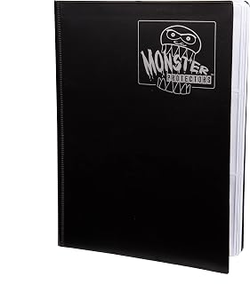 Monster 9 Pocket Binder-Side Loading Trading Card Album -Matte Black w/White Pages -Holds 360 Standard Size TCGs - Works with Yugioh, Magic The Gathering, Pokémon & Sports Cards-Safe & Secure Storage