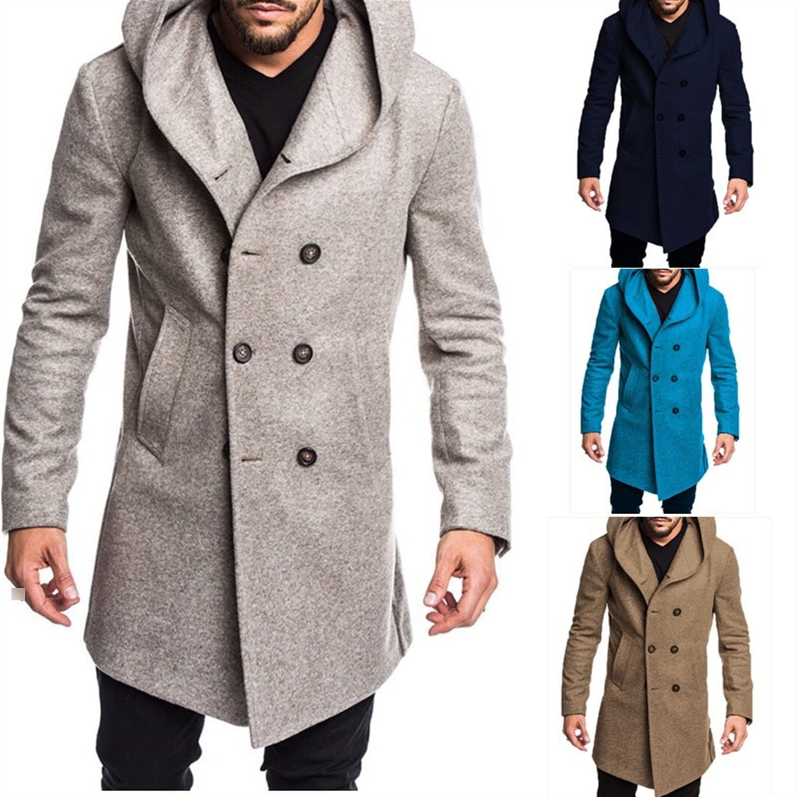 Cappotto Doppiopetto lungo Verde bosco melange