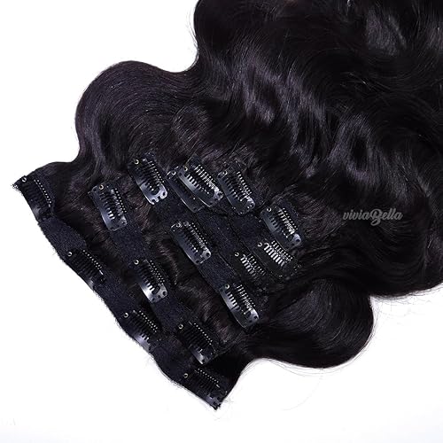 Miniatura 9 de viviaBella Extensiones de cabello humano virgen ondulado con clip, color rojo cobre, 12 pulgadas, extensiones de cabello humano brasileño con clip,