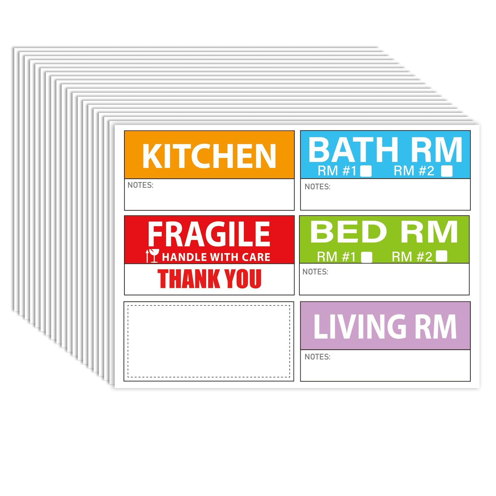 Moving Packing Labels Stickers for Moving House 90 x 42mm Home Labels Coded Fragile Stickers for Move Boxes House Essentials 120Pcs