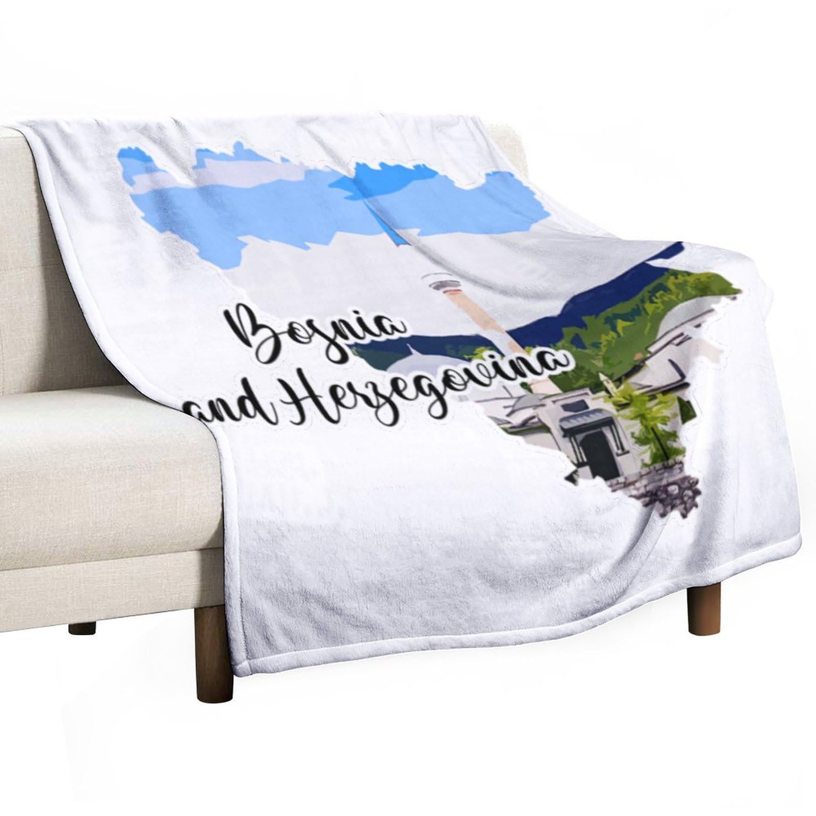 Couverture de lit polaire Bosnie : Plaid artistique en flanelle de qualité