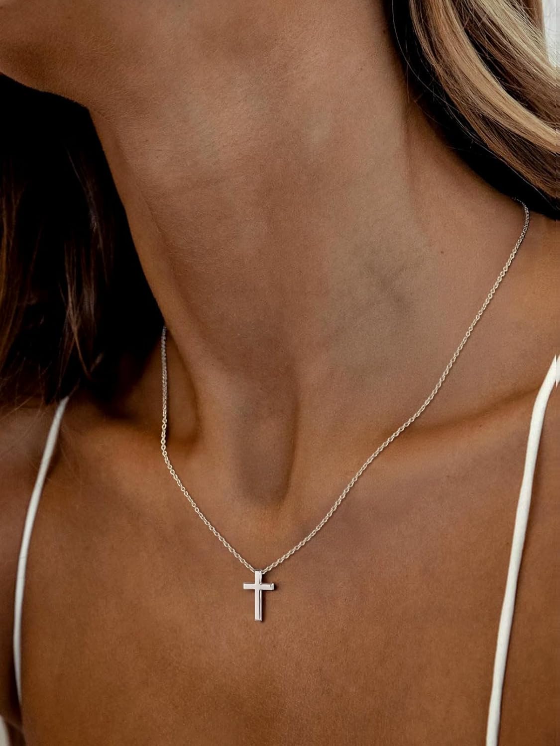 FaithHeart Stainless Steel Small Silver Cross Necklace for Women with Message Card - Non Tarnish Dainty Christian Faith Pendant Necklaces Gifts for Mom Wife, Birthday Jewelry Gift for Her - Image 2