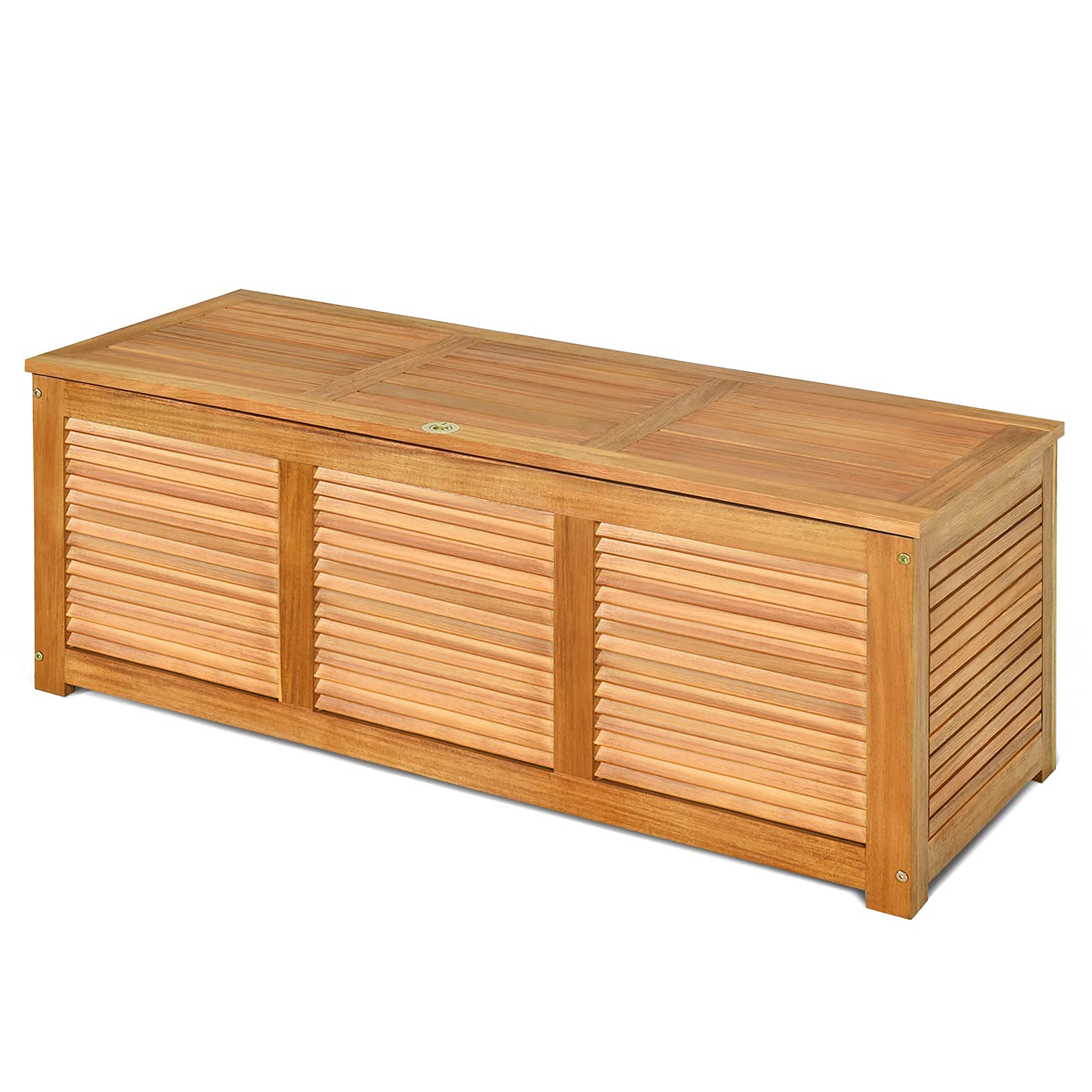 DREAMADE Coffre de Rangement en Bois avec charnières en métal 120X45X45CM pour Stockage d'Outils et Jouets, Charge Max. 150KG comme Banc et Table d'Appoint