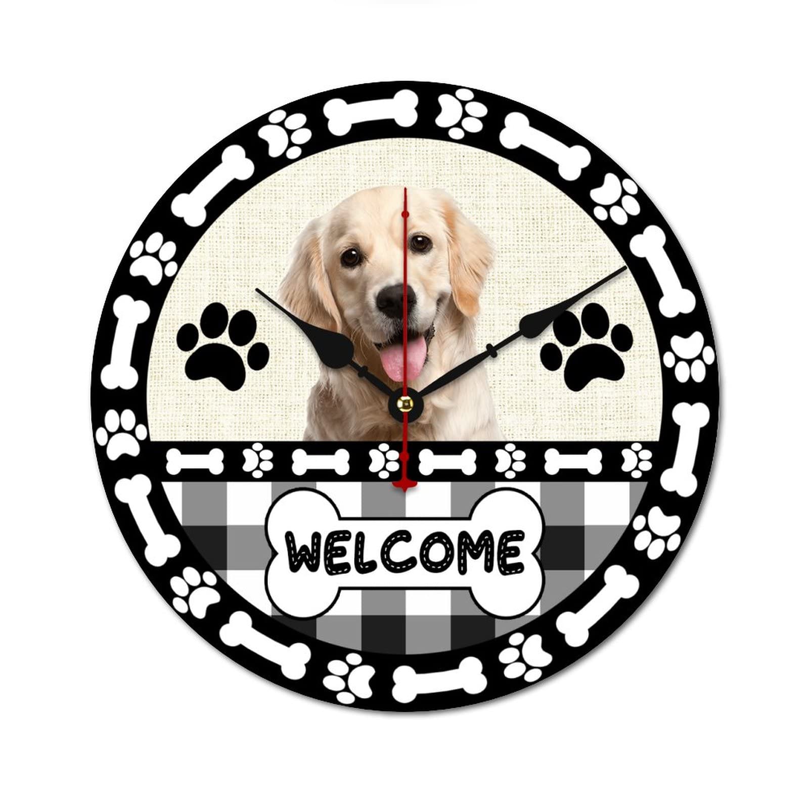 Horloge Golden Retriever sans tic-tac pour une décoration de cuisine chaleureuse
