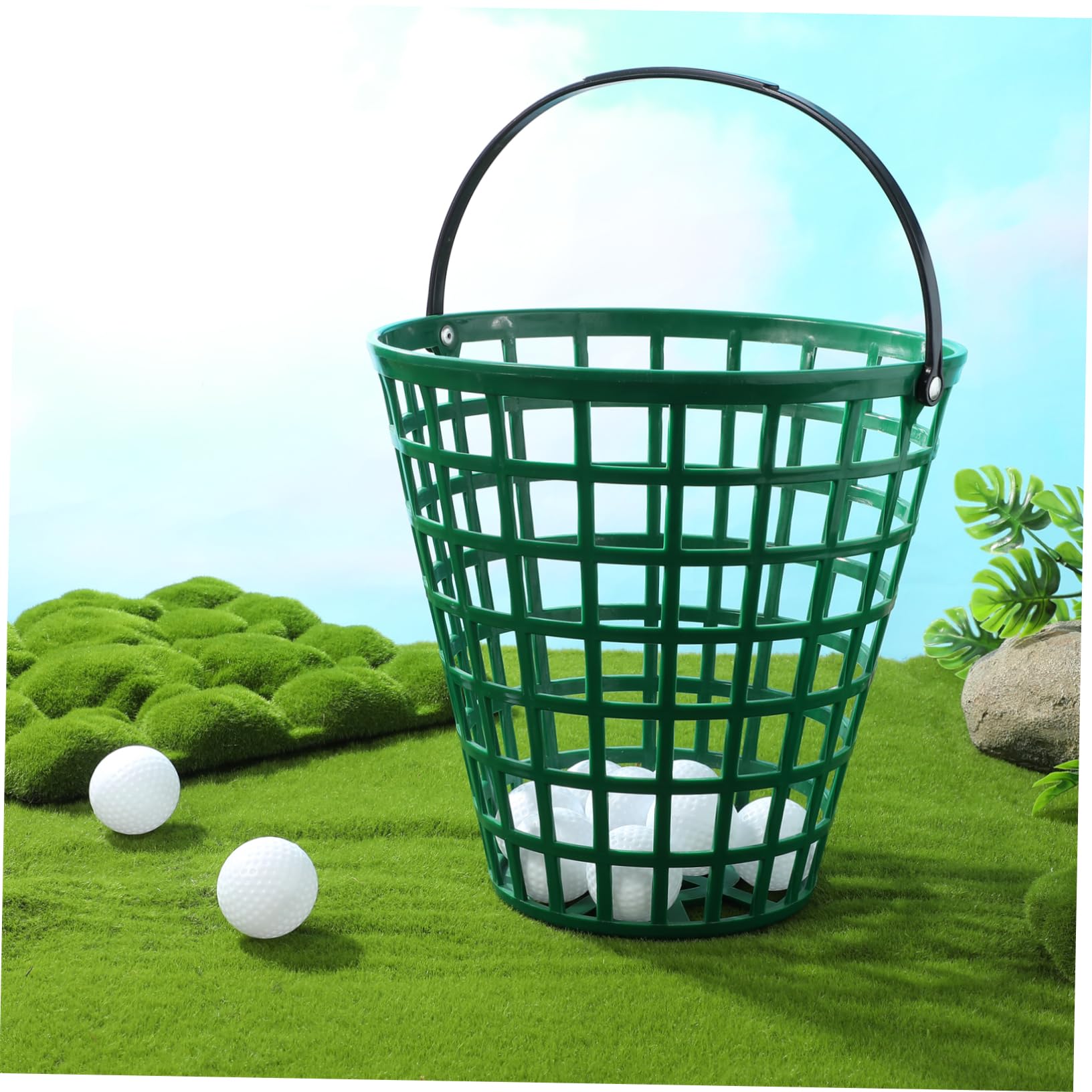 SUPVOX Cesta para Bolas de Golf con Asa Capacidad para Bolas Cubo Apilable Resistente para Exterior y Clubes