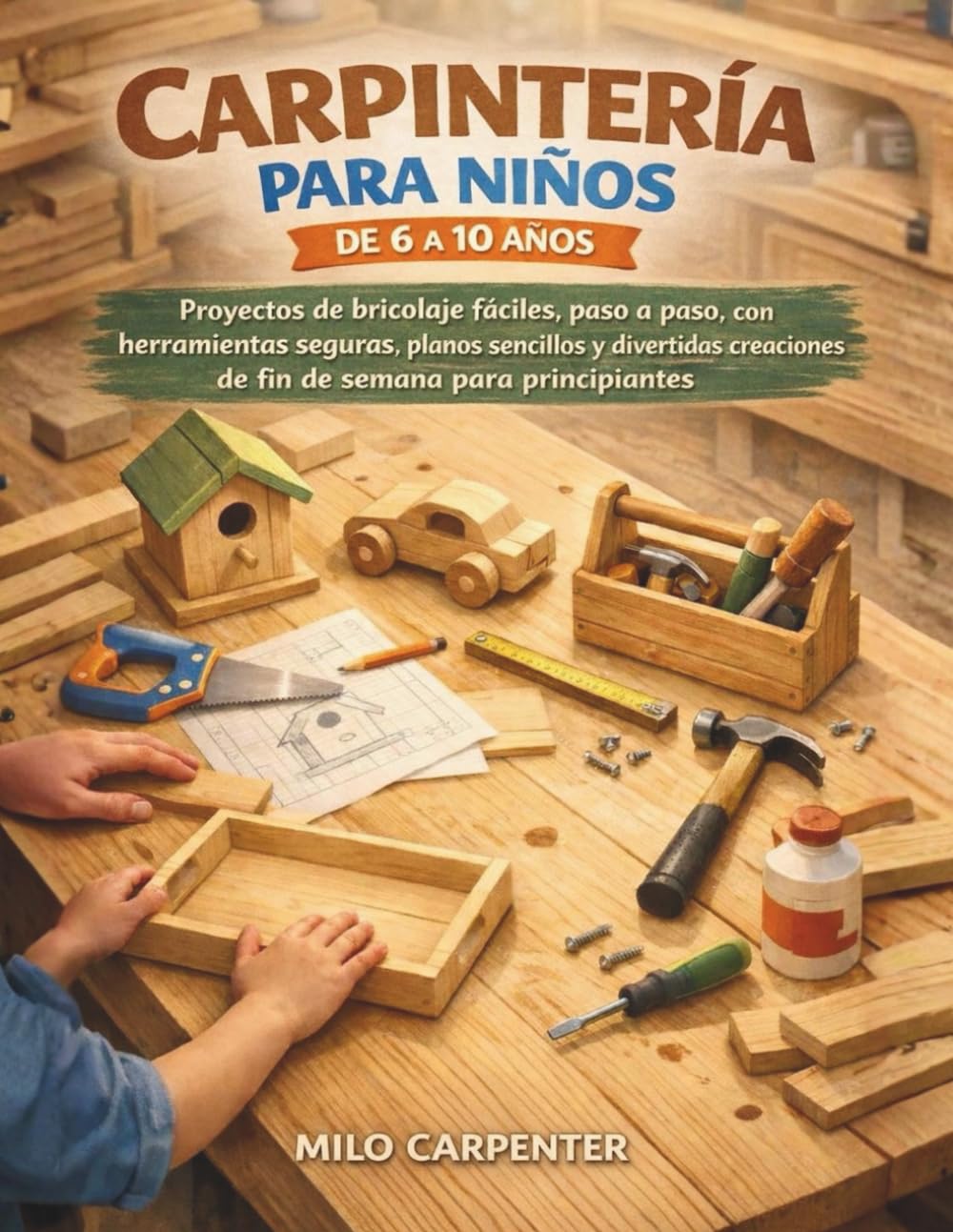 CARPINTERÍA PARA NIÑOS DE 6 A 10 AÑOS: Proyectos de bricolaje fáciles, paso a paso, con herramientas seguras, planos sencillos y divertidas creaciones de fin de semana para principiantes