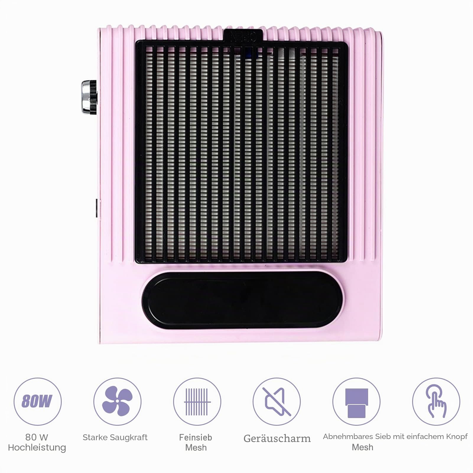 Nagel Staubsauger Professionelle mit Filter,80W Professionelle Staubabsaugung Nagelstudio & Zuhause,Geschwindigkeit Einstellbare,Leiser Nagelstaubsauger,Weiß