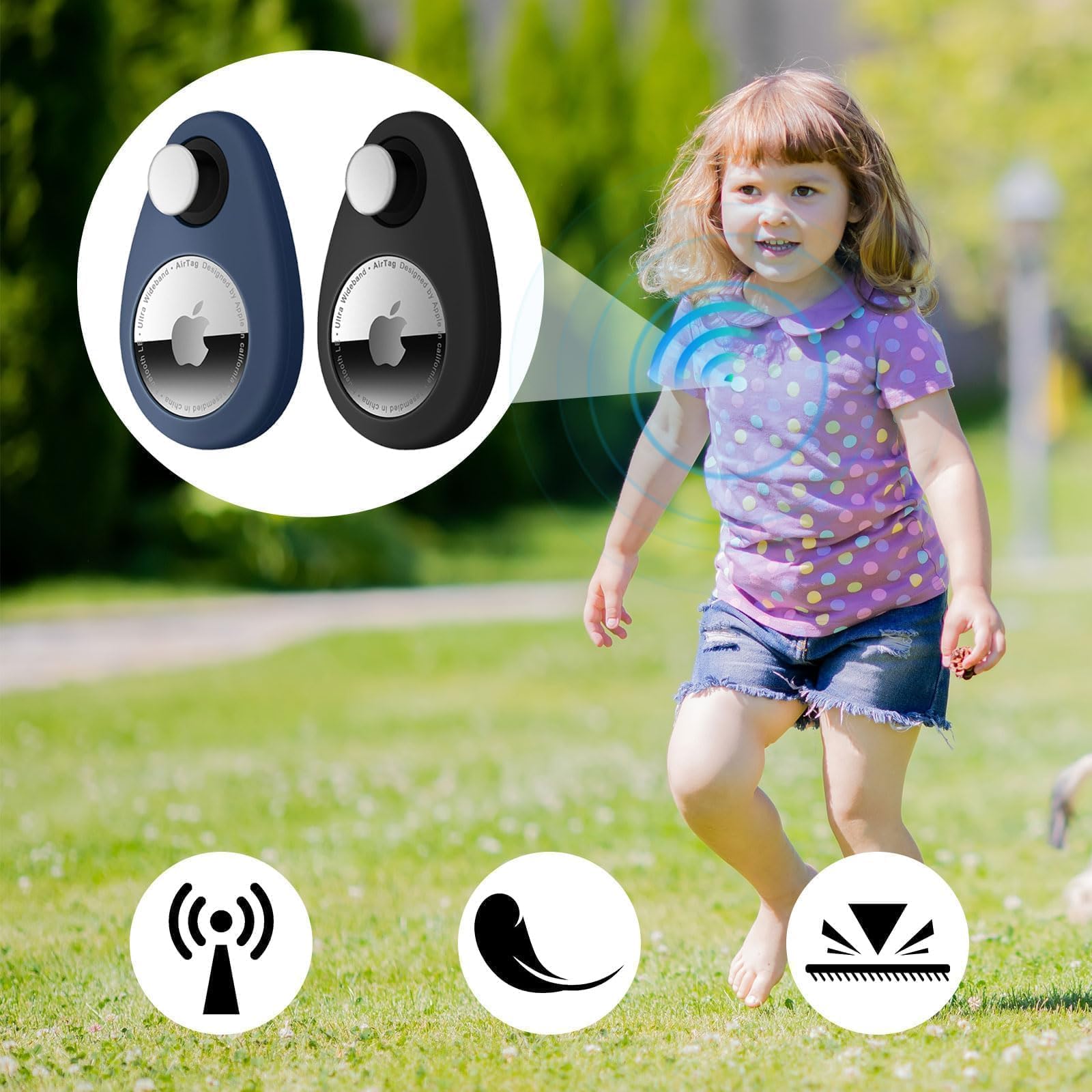 Tag nascosto GPS Tracker per bambini con localizzazione delle persone, custodia per bambini Android in tempo reale, custodia in silicone anti-rimozione nascosta con perni di sicurezza, adatto