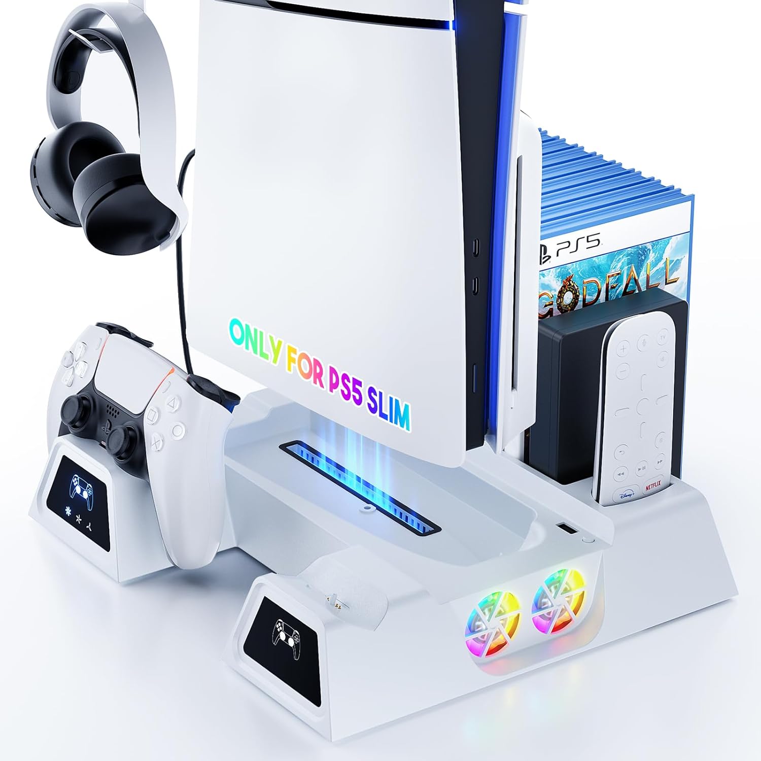 PS5 Slim Cooling Stand with Charger for PS5 Slim