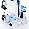 PS5 Slim Digital/Disc Stand and Cooling Station with Controller Charging Station for PlayStation 5, 3-Level Fan, 9 Game Slot, 1 Charging Ports, Headset Holder, for PS5 Slim Digital/Disc Only