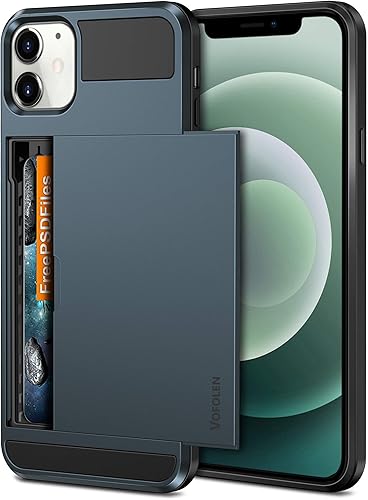 Miniatura 7 de Vofolen Funda compatible con iPhone 12 Mini 5G, con ranura para tarjeta de crédito, ranura para puerta corrediza, bolsillo trasero oculto,