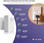 RAYZEEK Wireless Motion Sensor Plug Kits,No-Wire Mini PIR Sensor Switch Control Plug to Auto Turn On/Off Electrical Devices,10A/1100W for Christmas Lights,Fans,Household Appliances