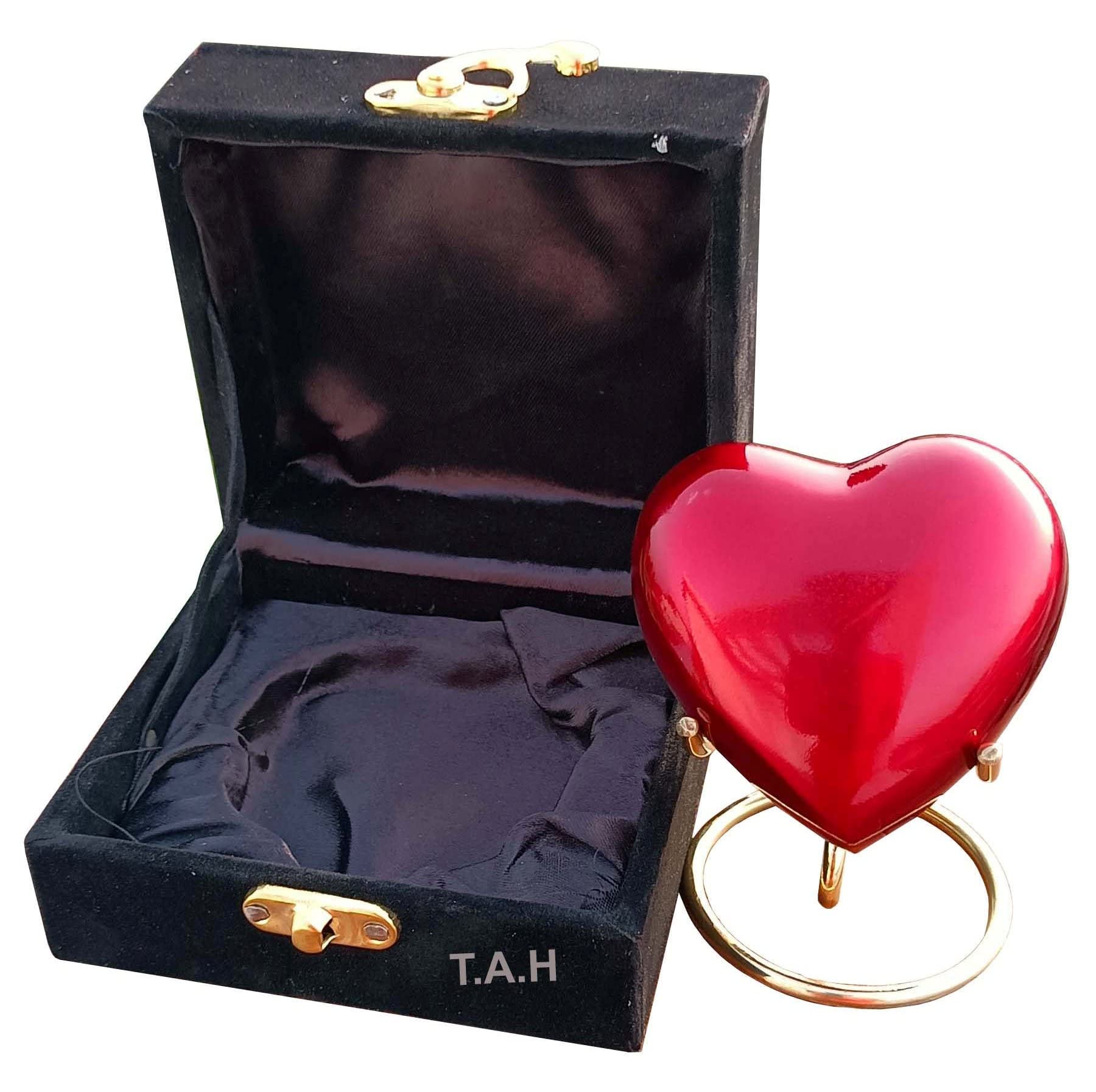 THE ANTIQUE HOUSEPremium Cremation Urn for Ashes Keepsake Red Heart Urn with Box and Brass Stand Best Gift for Your Girlfriend/Boyfriend