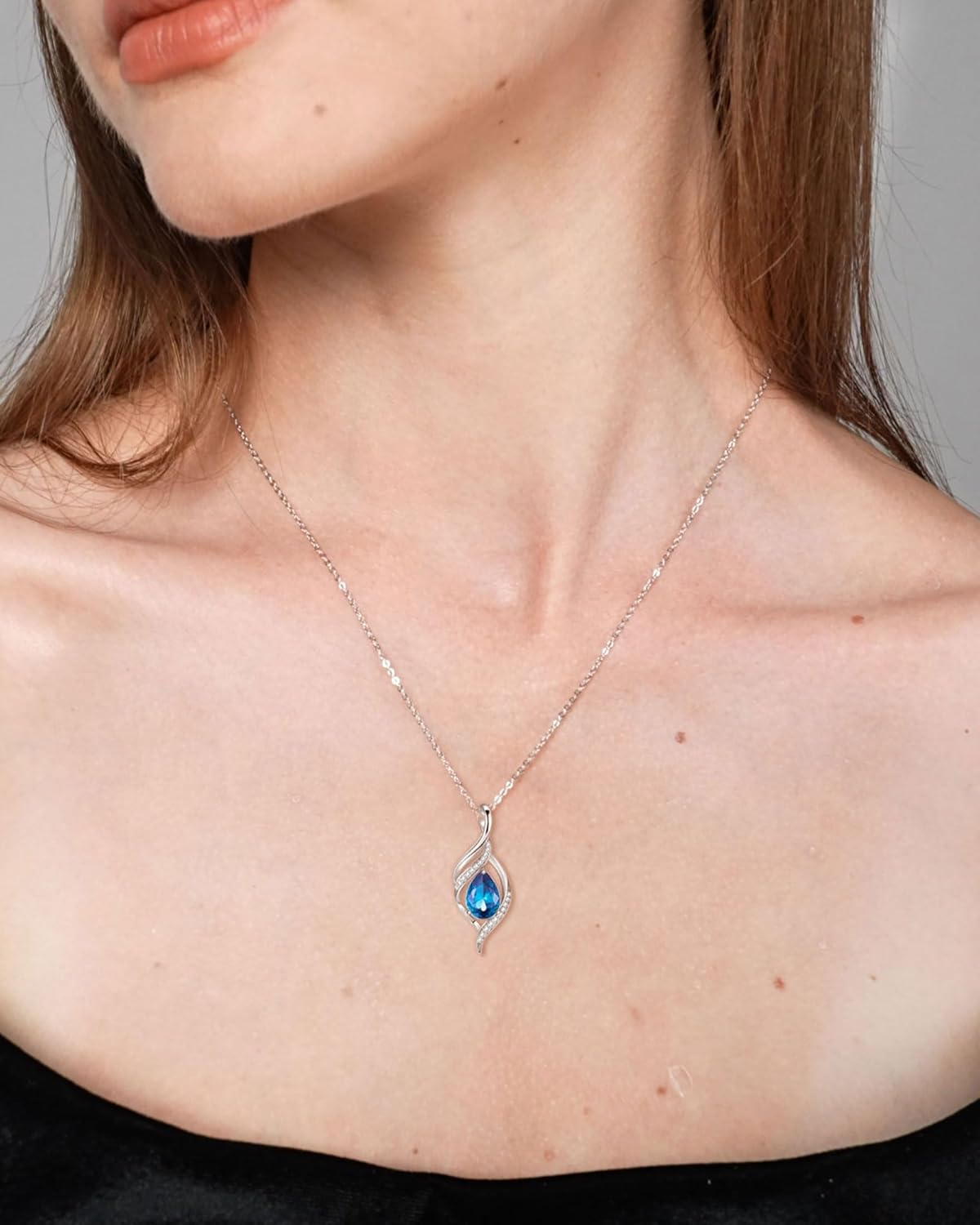 Birthstone Necklaces for Women Teardrop Necklace 925 Sterling Silver Infinity Love Pendant Birthday Jewelry Gifts for Her, 18"+2" - Image 2