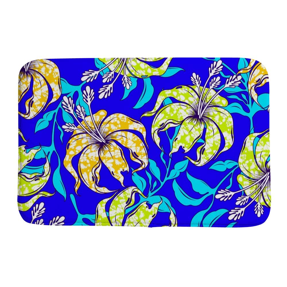 Tapis de bain floral abstrait bleu pour une décoration de douche moderne