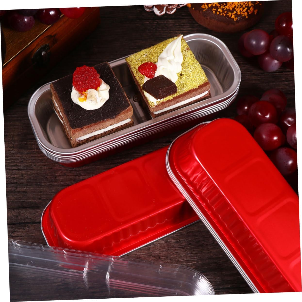 ORFOFE 200ml Rectangular Aluminum Foil Baking Boxes 10pcs Disposable Dessert Mold Bakeware for Cakes and Pastries