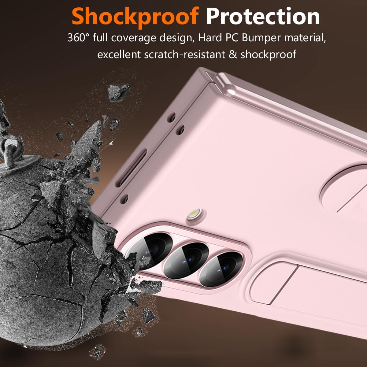 Wrist Strap for Samsung Galaxy Z Fold 7 Case with Card Slot, [Finger Strap] [Kickstand] [Front Screen Protector] Full Body Slim Thin Scratch-Resistant Protective Phone Case for Z Fold 7 Pink