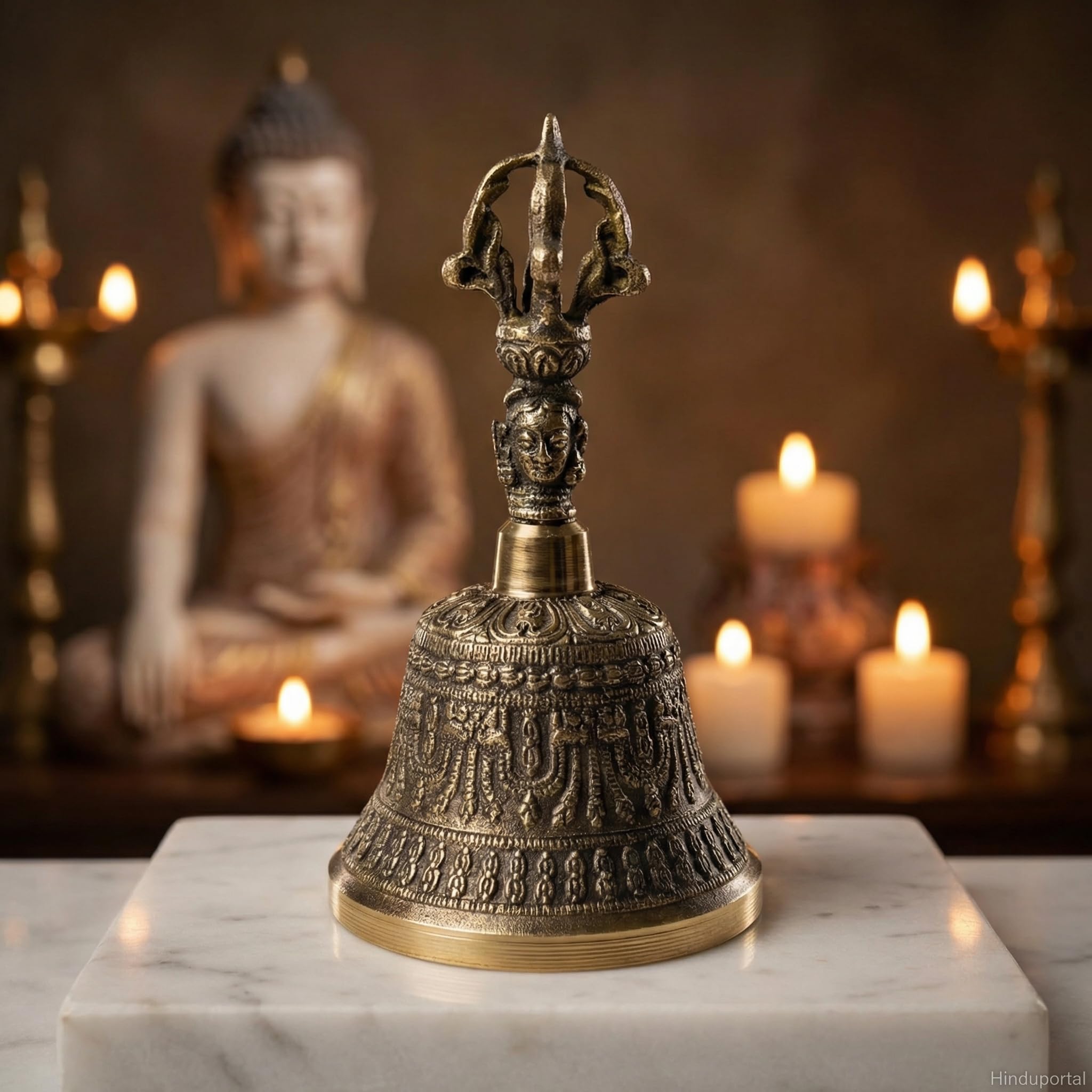 Antique Finish Brass Buddhist Vajra Bell Brass Pooja Bell : Amazon