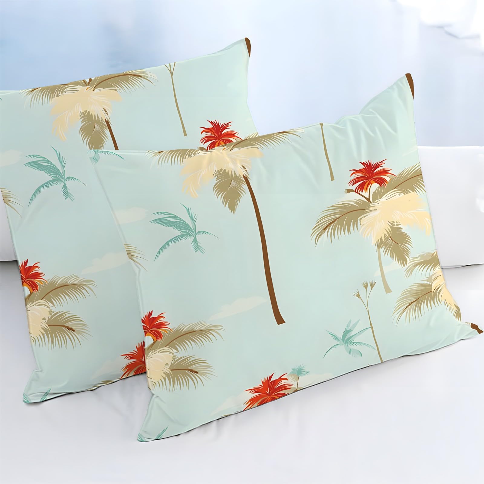 WXLWHR Palmen Baum Bettwäsche 3-teilig - Microfaser Bettbezug-Set Mit 3D Druck