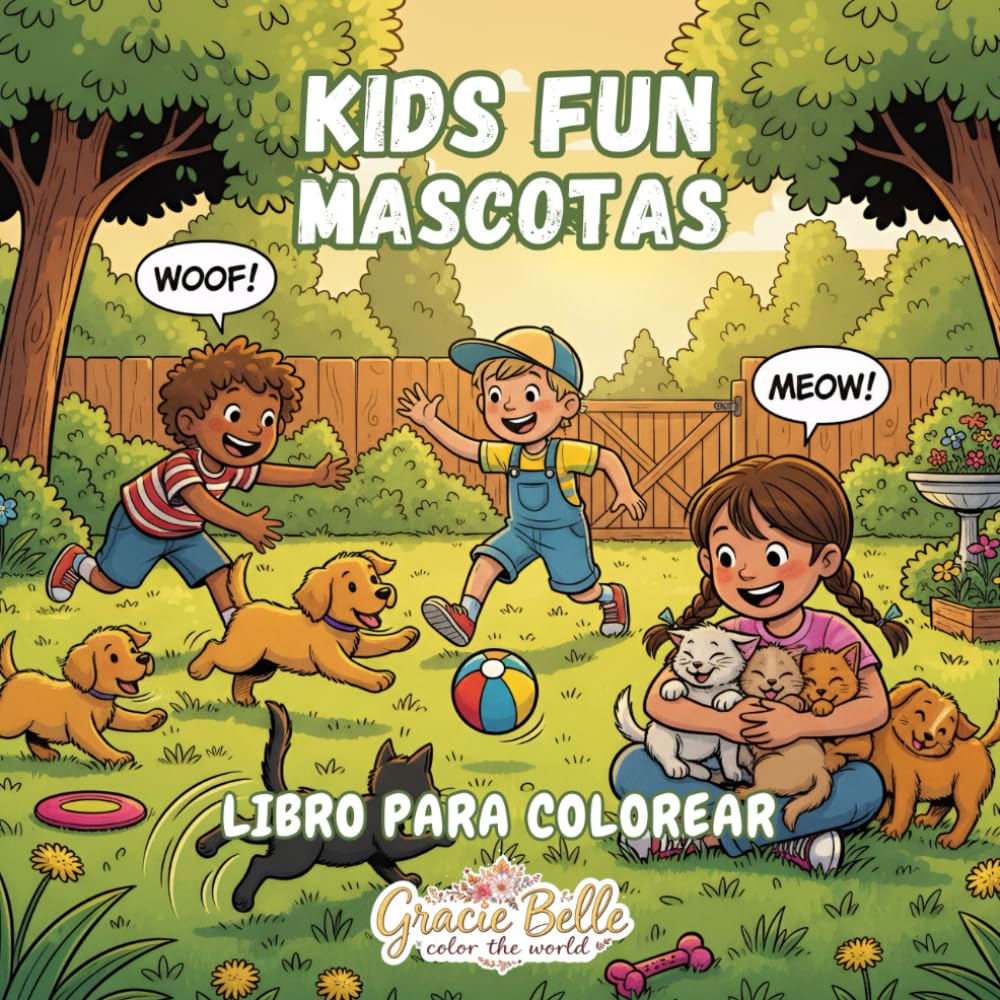 Kids Fun Mascotas - Libro para Colorear: Diversión creativa con adorables mascotas y niños felices