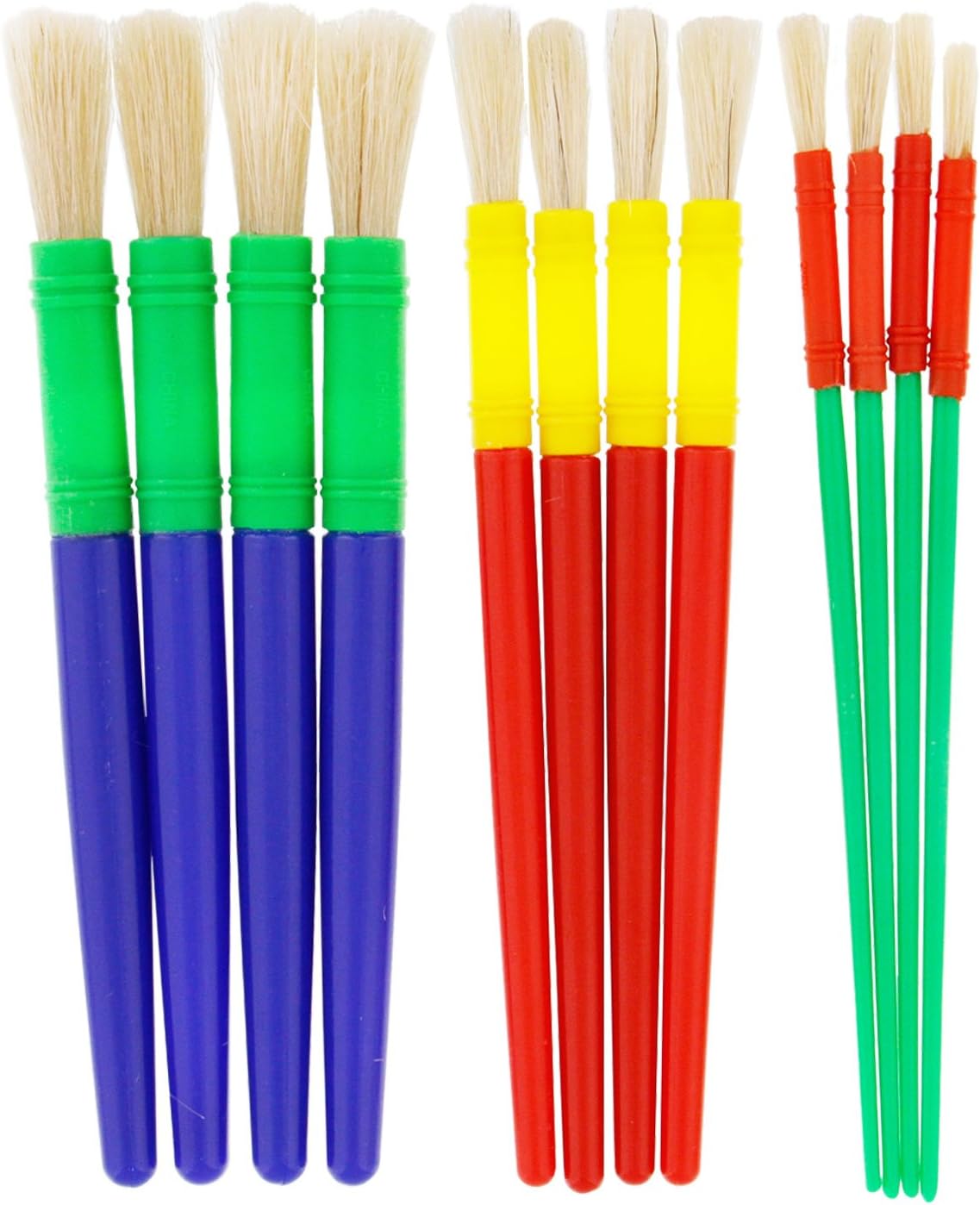 U.S. Art Supply 10-Piece Large Round Children's Chubby Hog Bristle Tempera Paint Brush Set - Fun Kid's Party, School, Student, Class Craft Painting - Beginners Starter Artist Painting Brush Kit : Toys & Games
