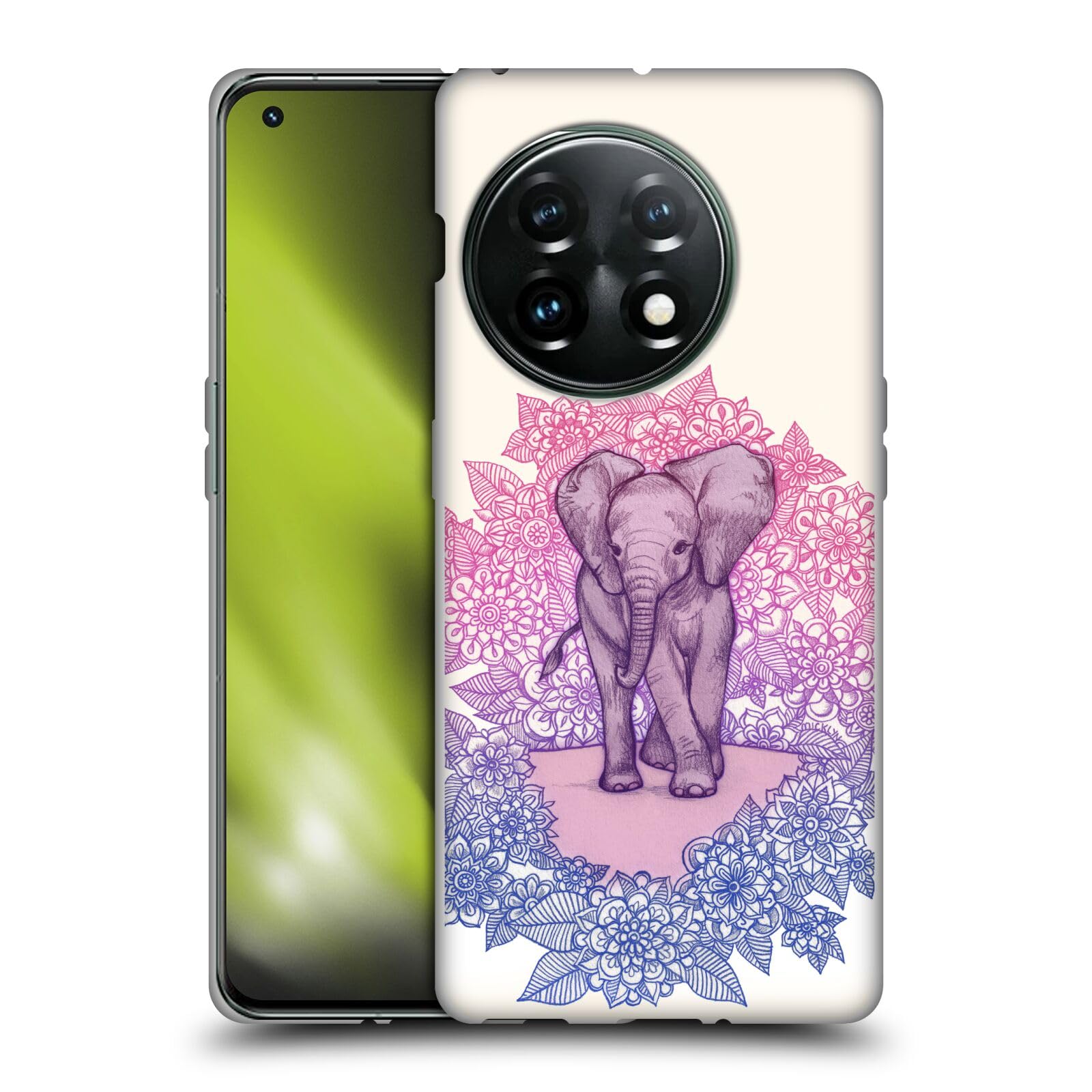 Head Case Designs Officially Licensed Micklyn Le Feuvre Cute Baby Elephant Animals Soft Gel Case Compatible with OnePlus 11 5G