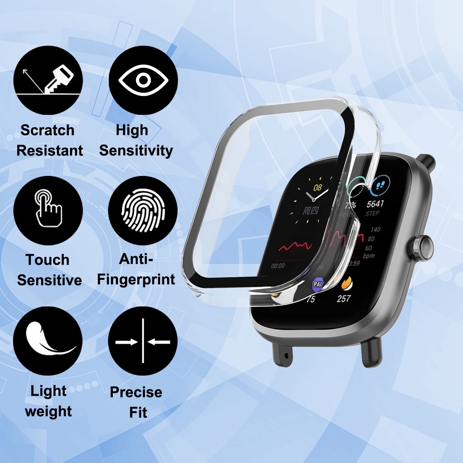 SeNool Custodia Compatibile con Amazfit Bip U/Bip U Pro, PC Cover