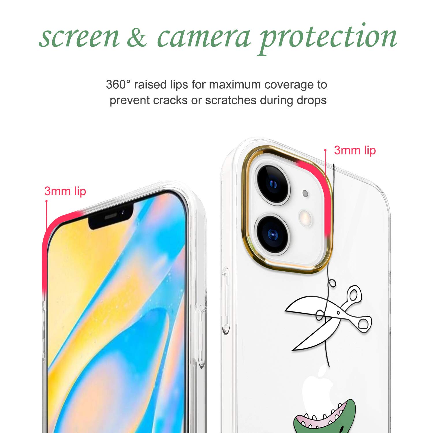 Custodia JAHOLAN Per IPhone 12 Pro Max – Design Dinosauro, Doppio Strato TPU + Retro Rigido, Antiurto, Verde
