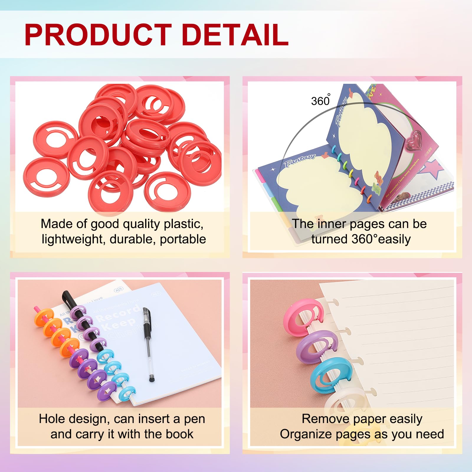 PATIKIL 28mm 1.1" Plastic Round Book Binding Discs - Image 3