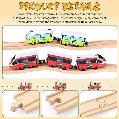 Miniatura 3 de Paquete de 8 paquetes de expansión de vías de tren de madera  Compatible con la mayoría de las vías de tren  Vías de tren (ascendente)