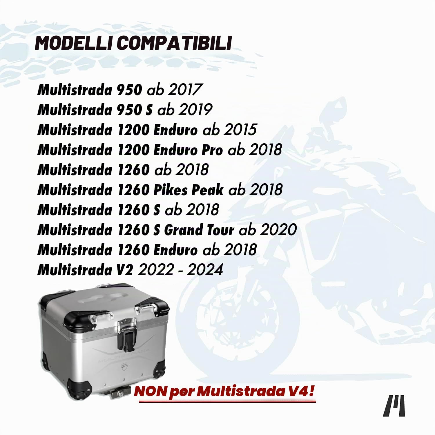 Getmore Parts Borsa interna per bauletto in alluminio Ducati Multistrada | Accessori moto | Valigie | Valigie moto | Accessori Ducati