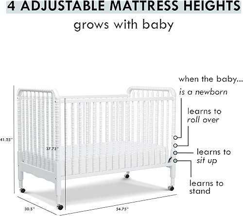 Miniatura 5 de DaVinci Jenny Lind - Cuna convertible 3 en 1 en blanco ruedas extraíbles color verde dorado colchón no incluido