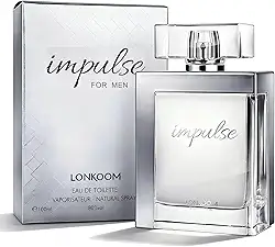 Lonkoom Perfume Masculino Impulse for Men, Eau de Parfum, Fragrância Fresh Woody Floral, Notas de Cassis, Baunilha e Sândalo, 100ml