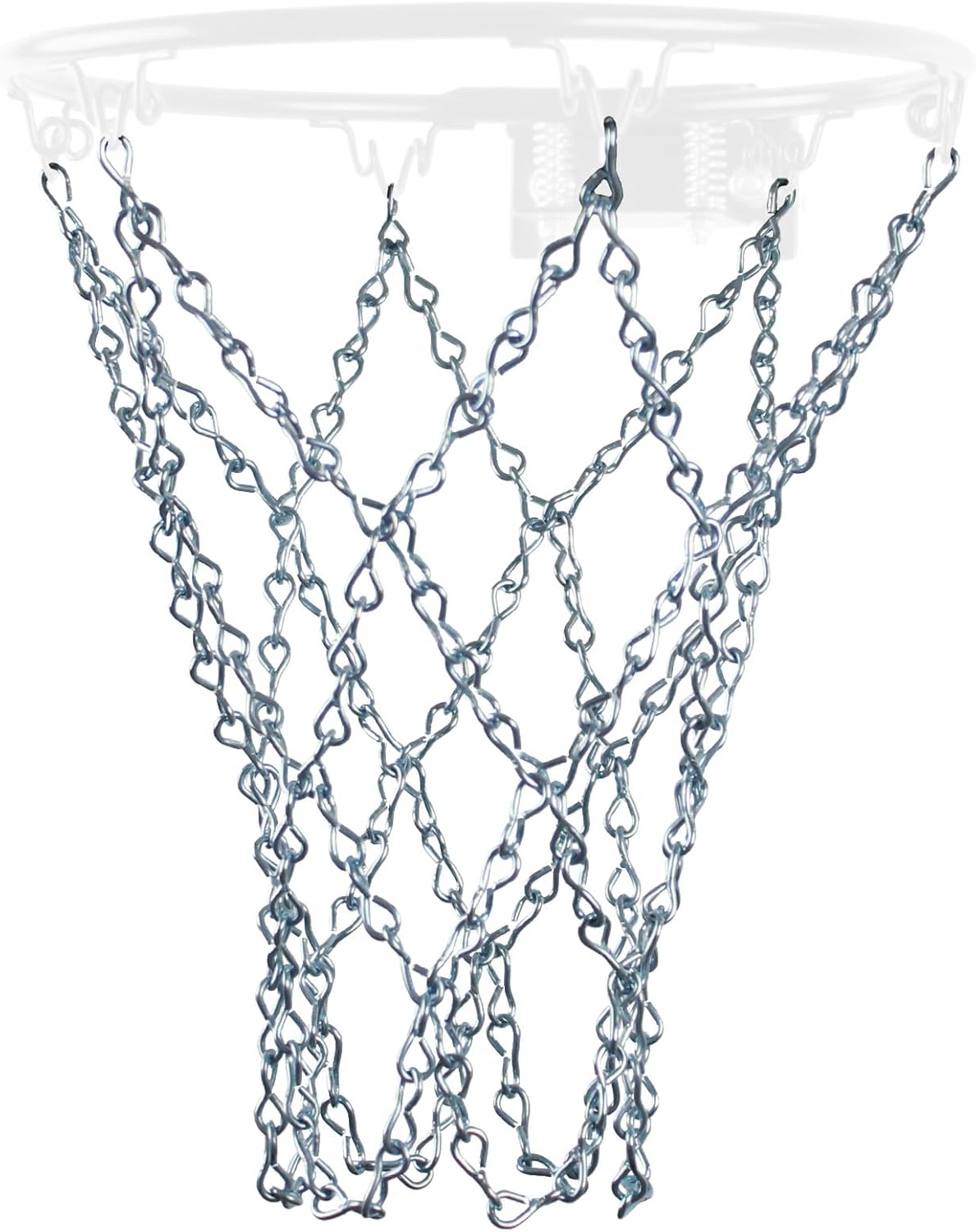 Basketball Chain Net for Mini Hoop (6 Hook), Metal Chain Links (Silver)