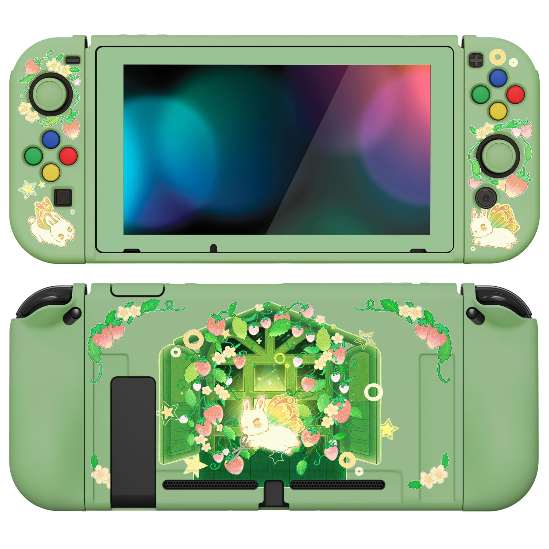 playvital ZealProtect Soft Protective Case for Nintendo Switch, Flexible Cover Protector for Switch with Tempered Glass Screen Protector & Thumb Grips & ABXY Direction Button Caps - Donut Odyssey — view 15