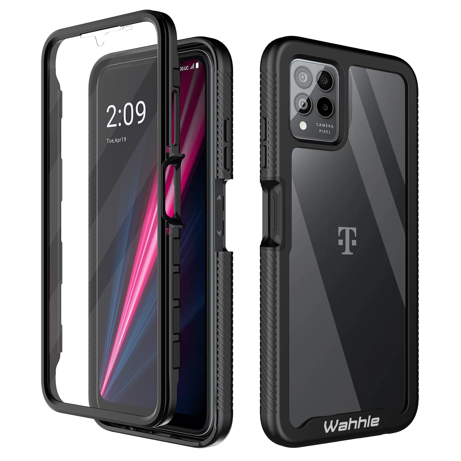 wahhle Compatible with T-Mobile Revvl 6 Pro 5G Case, Built in Screen Protector Full Body Shockproof Slim Fit Bumper Protective Phone Cover for