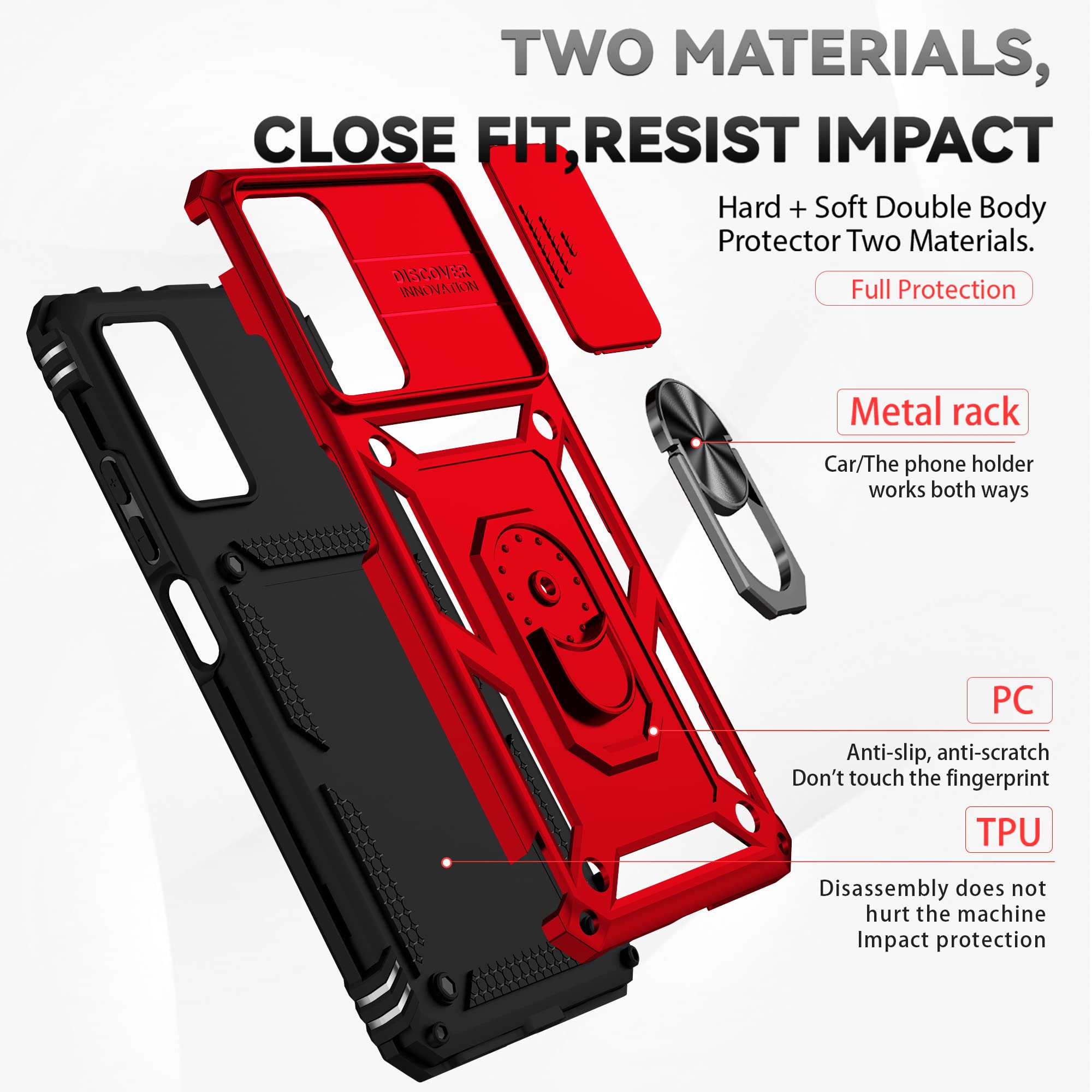 ATISIJIE Cover per Xiaomi Redmi Note 11 Pro 4G/5G Custodia, Anti Graffio Hard PC Cover con 360° Magnetico Cavalletto Funzione [Protezione fotocamera] Cover Redmi Note 11 Pro 4G/5G Originale Rosso