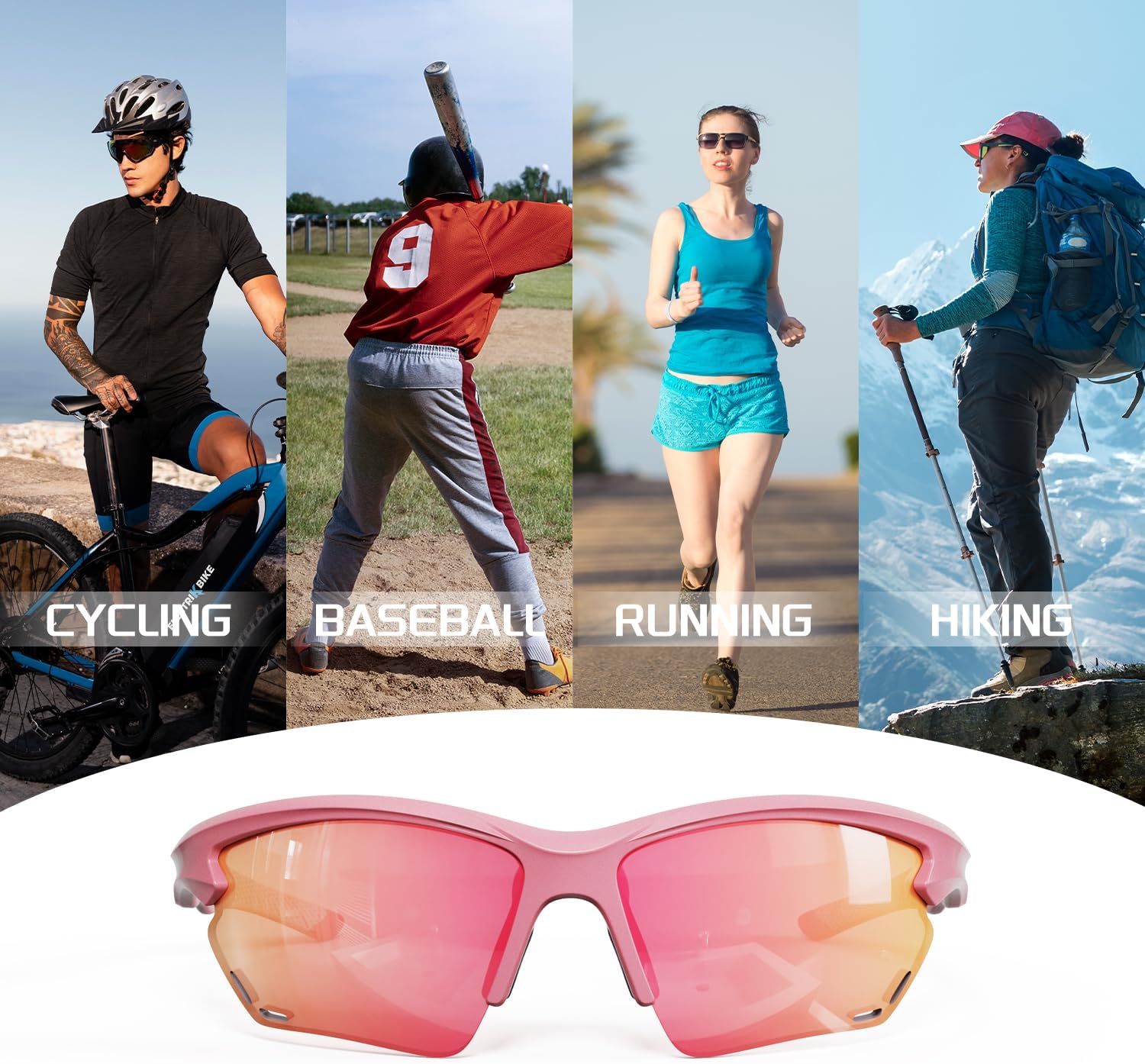 Polarized Sports Sunglasses for Men Women, Idea for Baseball Softball Cycling Fishing Running Golf Glasses TR90 Frame - Image 5