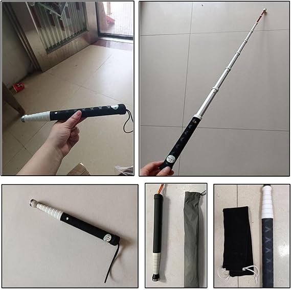 Telescopic Blind Cane - Titanium Alloy Folding Climber Cane That, for The Blind or Visually Impaire, Lnclude Nylon Bag + Optional Crutch tip(B,128cm/50.4in)