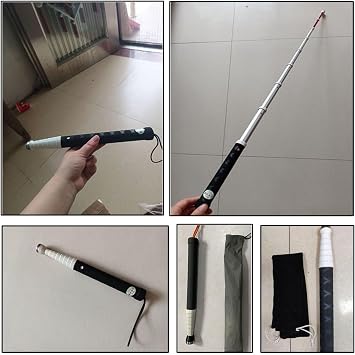 Telescopic Blind Cane - Titanium Alloy Folding Climber Cane That, for The Blind or Visually Impaire, Lnclude Nylon Bag + Optional Crutch tip(B,128cm/50.4in)