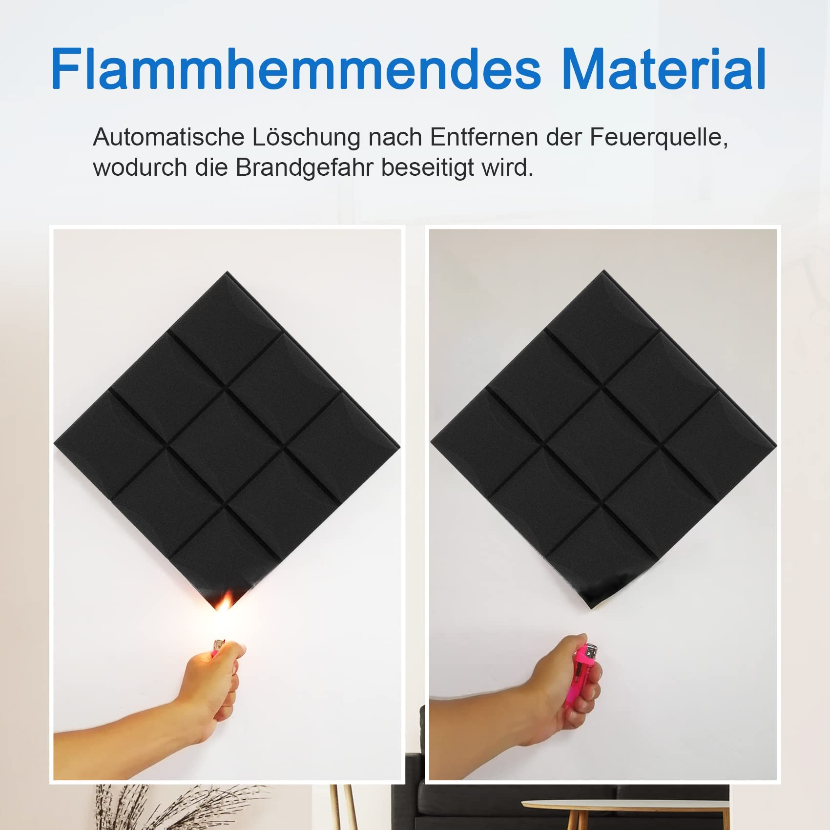 12 Stück Akustikschaumstoff Schalldämmung Selbstklebend 5CM Schaumstoffplatte Schallabsorber Schalldämmung Wand Noppenschaumstoff Schallschutzmatte für Tonstudio, Arbeitszimmer 5CM