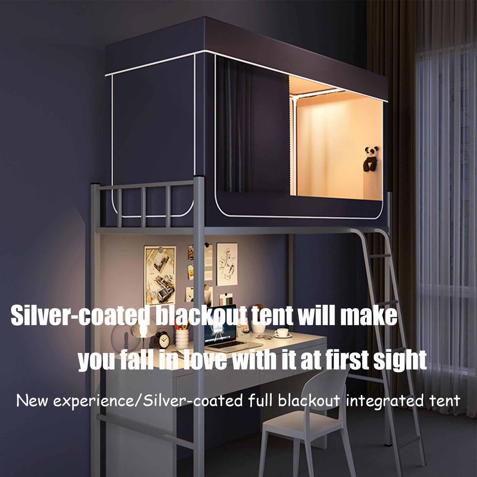 Tenda a baldacchino per letto a castello per letto a castello, portatile, per bambini e adulti, tenda sensoriale per interni con design che riduce la luce.
